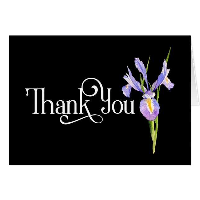 Thank You Design with Beautiful Purple Iris Cards (Front Horizontal)