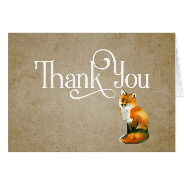 Thank You Design with Watercolor Fox Cards (Front Horizontal)