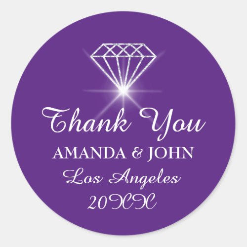 Thank You Diamond Name Wedding Bridal Sweet16th Classic Round Sticker