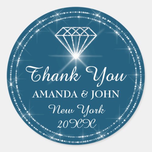 Thank You Diamond  Name Wedding Bridal Sweet16th Classic Round Sticker