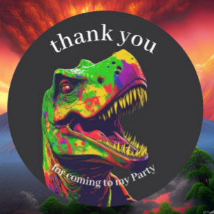 Thank You Dinosaur Birthday Party Classic Round Sticker