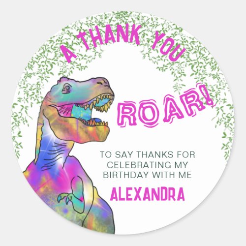 Thank you dinosaur  classic round sticker