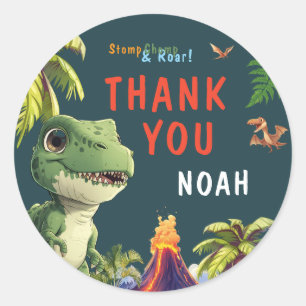 Thank You Dinosaur Classic Round Sticker