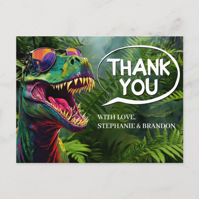 Thank You Dinosaur Cool Jurassic Postcard (Front)