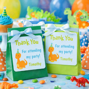 Thank You Dinosaur Party Favors Square Sticker