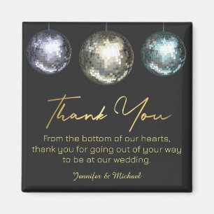 thank you disco balls black golden wedding magnet