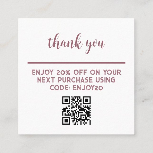 Thank you Discount QR Card (Back)
