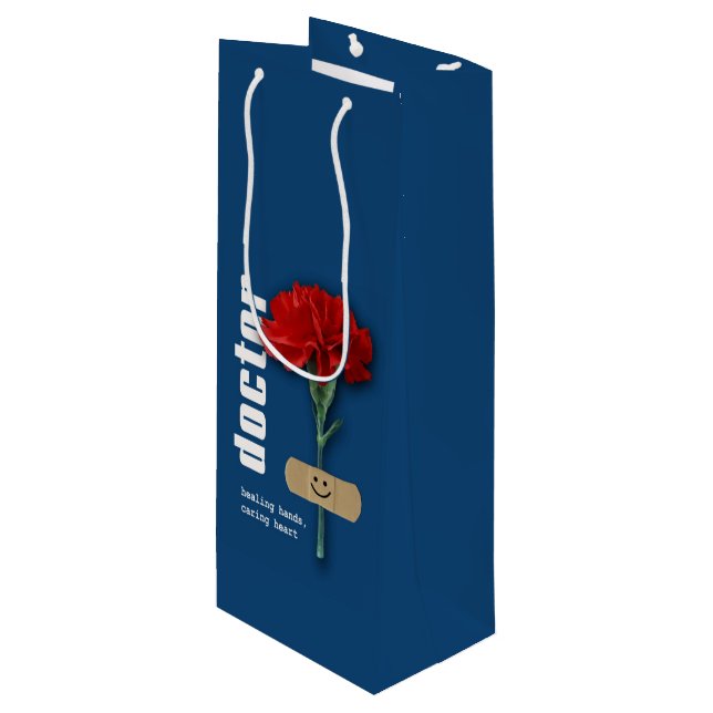 Thank You, Doctor. Custom Name Wine Gift Bag (Front Angled)