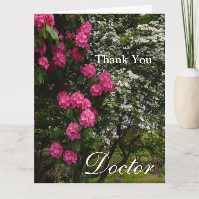 Thank You Doctor-Pink and White Floral/Garden Card (Front)