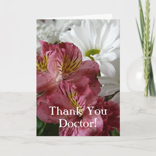 Thank You Doctor-Pretty Floral/Personalize Card (Front)