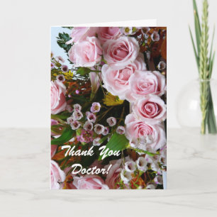 Thank You Doctor-Pretty Pink Rose Floral Card