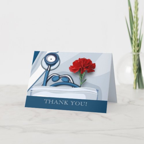 Thank You Doctor Red Carnation Custom Card