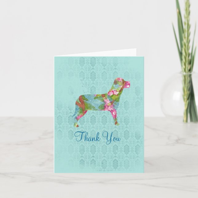 Thank You Dog Animal Pink Watercolor Flower Art (Front)