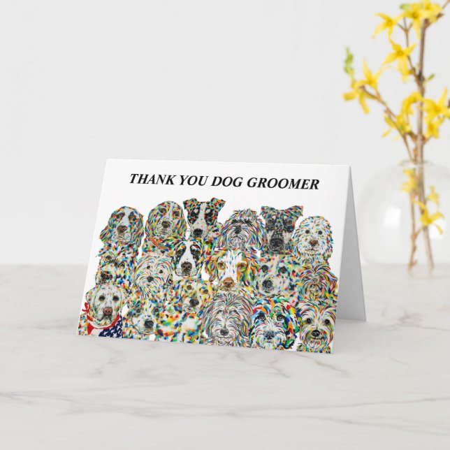 Thank You Dog Groomer Card (Yellow Flower)