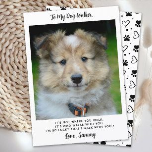 Thank You Dog Walker Simple Cute Custom Pet Photo Card