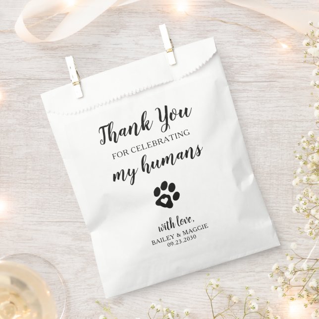 Thank You Doggie Bag Dog Treat Wedding Favor Bag (Clipped)