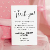 Thank You Donate To Charity Wedding Place Card