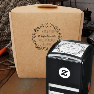 Thank You Doodle Botanical Wreath Personalized Self-inking Stamp