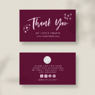 Thank You Doodle Stars Cranberry Small Business Card