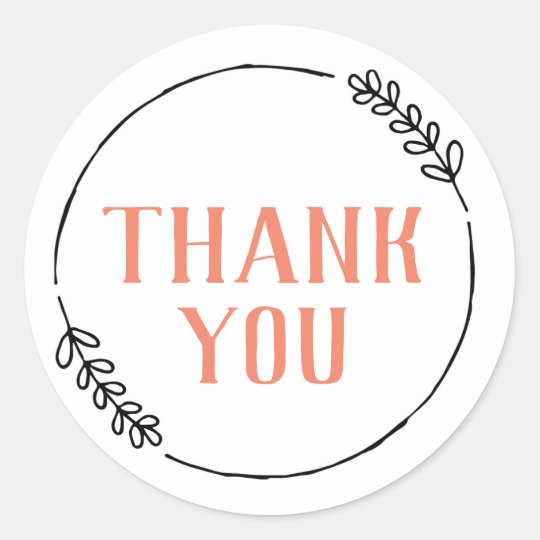 Thank You Doodle Wreath Classic Round Sticker | Zazzle.com