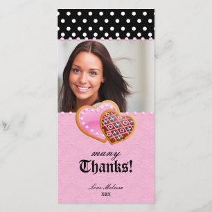 Thank You Dots Lace Heart Cookies Sweet 16 Card