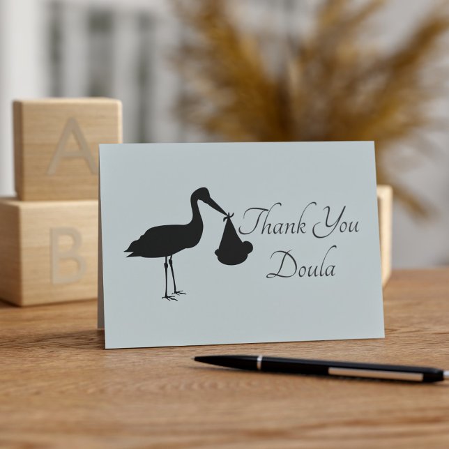 Thank You Doula Modern Stork Baby Delivery Card (Creator Uploaded)