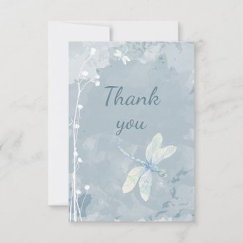 Thank You Dragonfly And White Garden Flowers by countrymousestudio at Zazzle