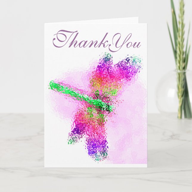 Thank You Dragonfly (pink) Card (Front)