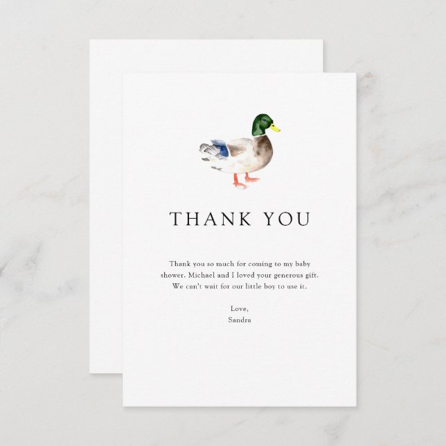 Thank you Duck Baby Shower Elegant Simple Minimal (Front/Back)