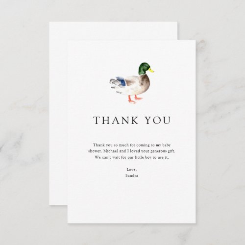 Thank you Duck Baby Shower Elegant Simple Minimal