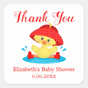 Thank You Duck Baby Shower Square Sticker