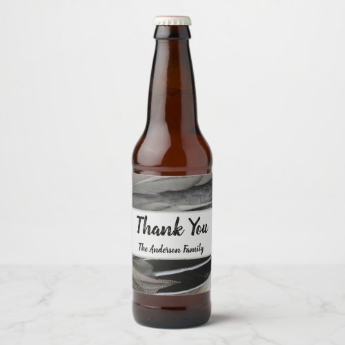 Thank You Duck Feather Photo Modern Appreciation Beer Bottle Label