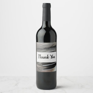 Thank You Duck Feathers Gray Black Appreciation Wine Label