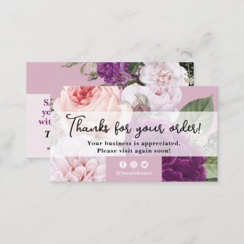 Thank You Dusty Mauve Vintage Rose Floral Discount Business Card by CyanSkyDesign at Zazzle