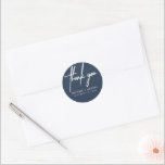 Thank You Dusty Navy Blue Minimalist Wedding Classic Round Sticker<br><div class="desc">Thank You White Minimalist Wedding Sticker.</div>