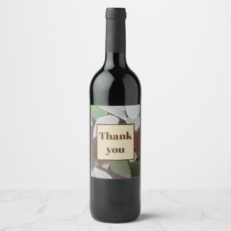 Thank You Earth Tone Sea Glass Photo Appreciation Wine Label