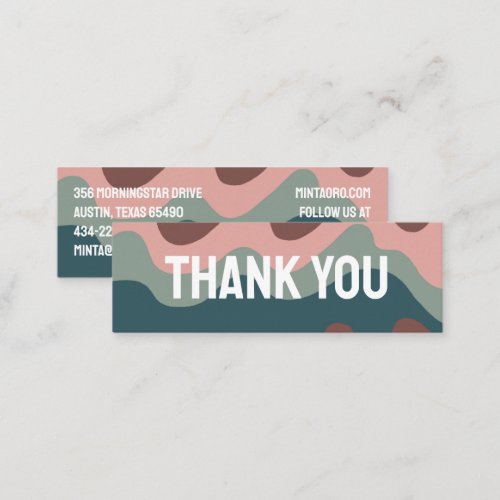 THANK YOU Earthy Wavy Stripes Social Icons Mini Business Card