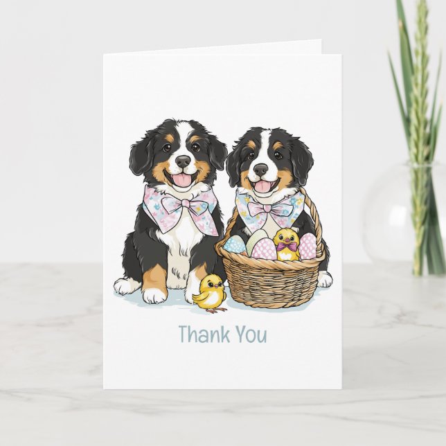 Thank You Easter Bernese Mountain Dogs Card (Front)