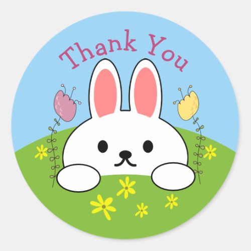 Thank You Easter Bunny Rabbit  Classic Round Sticker