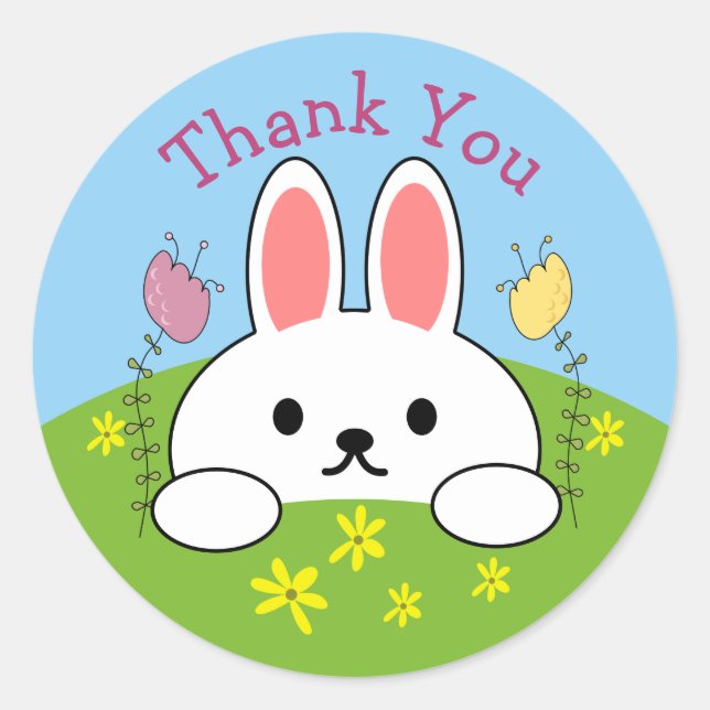 Thank You Easter Bunny Rabbit  Classic Round Sticker (Front)