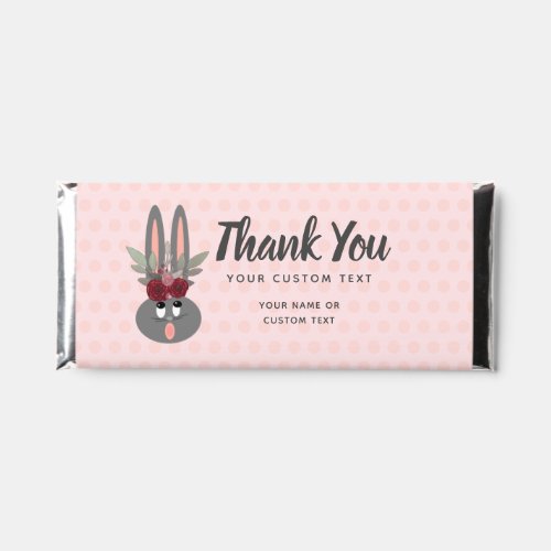 Thank You Easter Party Pink Floral Bunny Custom Hershey Bar Favors