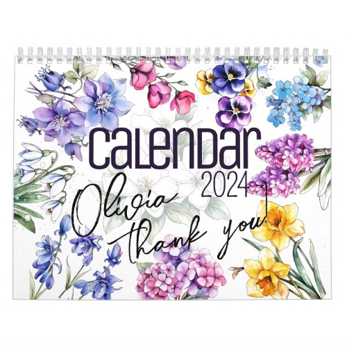 Thank you Editable Slogan  Name Flower Calendar