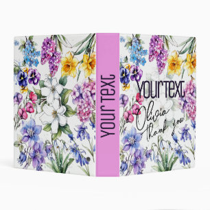 "Thank you!" Editable Slogan & Name Flower Mini Binder