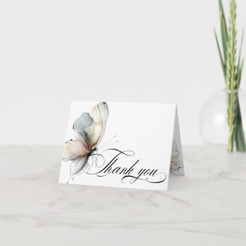 THANK YOU Elegant Abstract Ink Pastel Butterflies