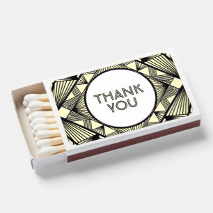 Thank You Elegant Art Deco White Modern Rustic Matchboxes