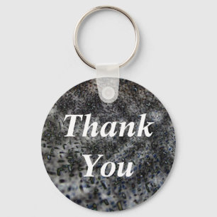 Thank You Elegant Black White Abstract Pattern Keychain