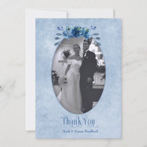 Thank You Elegant Blue Rose Photo Insert