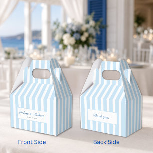 Thank You! Elegant Blue Stripes Monogram Wedding Favor Boxes