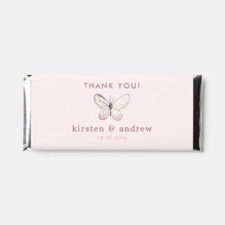 Thank You! Elegant Blush Pink Butterfly Wedding Hershey Bar Favors