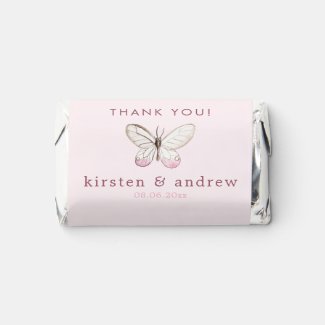 Thank You! Elegant Blush Pink Butterfly Wedding Hershey's Miniatures